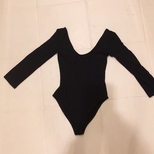 Black scoop neck leotard